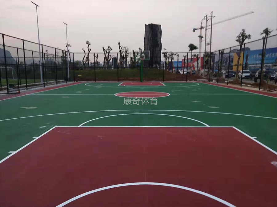 河池市都安创业大桥旁休闲公园 塑胶篮球场建造完工